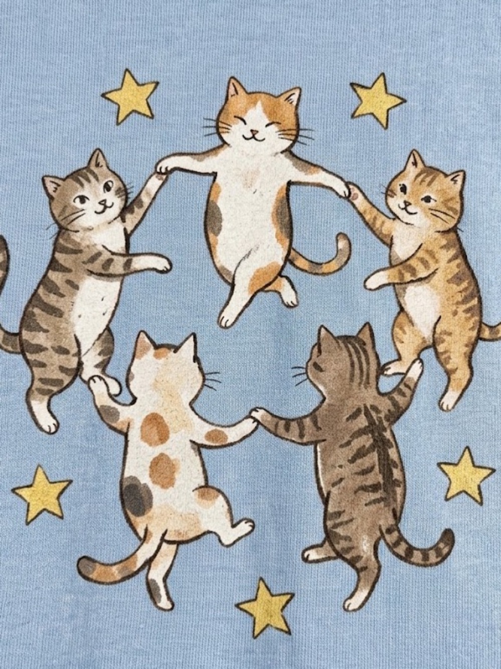 Gildan Light Blue Tee with Playful Cat Circle Graphic - Picture 2 of 3